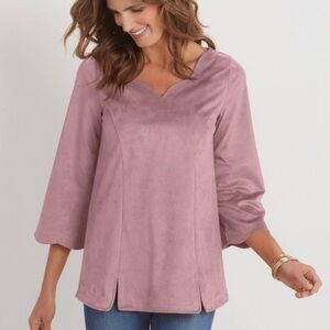 Soft Surroundings Wishing Bell Faux Suede Tunic Top - Spring, Boho, Modest